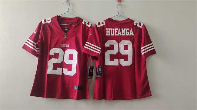 Womens San Francisco 49ers #29 Talanoa Hufanga Red Vapor Stitched Jersey->women nfl jersey->Women Jersey